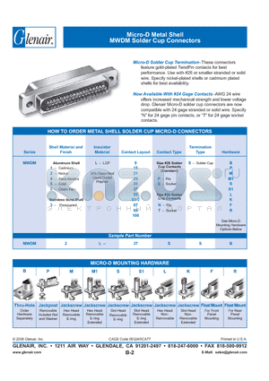 MWDM1L-21P-S datasheet - Micro-D Metal Shell MWDM Solder Cup Connectors