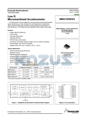 MMA1260KEGR2 datasheet - Low G Micromachined Accelerometer