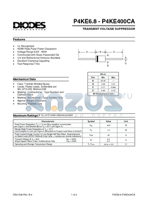 P4KE180 datasheet - TRANSIENT VOLTAGE SUPPRESSOR