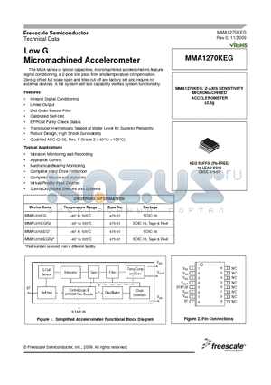 MMA1270KEGR2 datasheet - Low G Micromachined Accelerometer