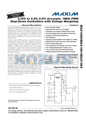 MAX1962EEP datasheet - 2.35V to 5.5V, 0.5% Accurate, 1MHz PWM Step-Down Controllers with Voltage Margining