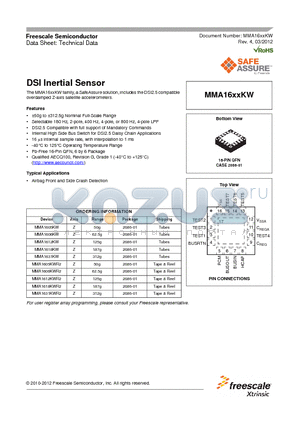 MMA16XXKW datasheet - DSI Inertial Sensor
