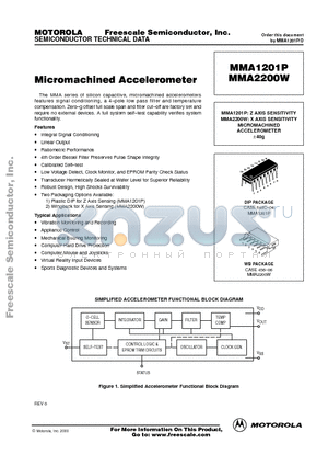 MMA2200W datasheet - MICROMACHINED ACCELEROMETER