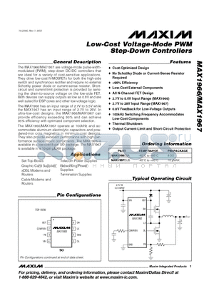 MAX1966-MAX1967 datasheet - Low-Cost Voltage-Mode PWM Step-Down Controllers