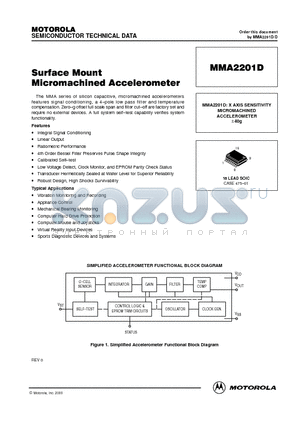 MMA2201 datasheet - Surface Mount Micromachined Accelerometer