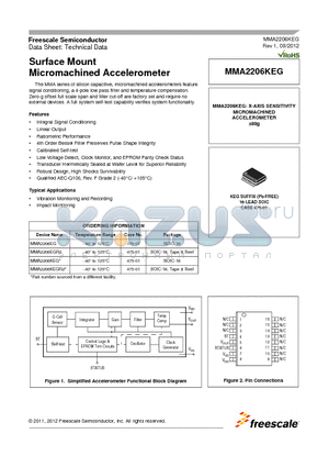 MMA2206KEG datasheet - Surface Mount Micromachined Accelerometer
