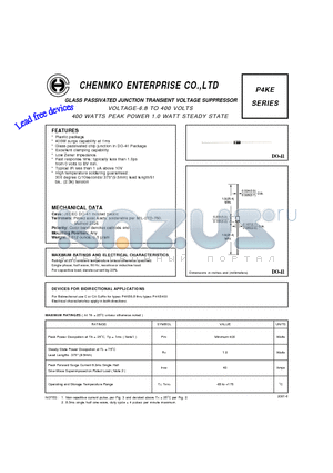 P4KE180APT datasheet - GLASS PASSIVATED JUNCTION TRANSIENT VOLTAGE SUPPRESSOR