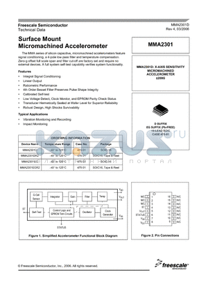 MMA2301D datasheet - Surface Mount Micromachined Accelerometer