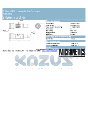 NS2640-A1A-70 datasheet - FULLBAND CALIBRATED MICROWAVE NOISE SOURCES