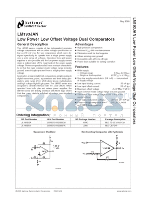 JL193BPA datasheet - Low Power Low Offset Voltage Dual Comparators