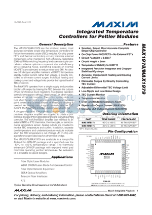 MAX1978_10 datasheet - Integrated Temperature Controllers for Peltier Modules