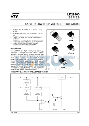 LD29300D2M18 datasheet - 3A, VERY LOW DROP VOLTAGE REGULATORS