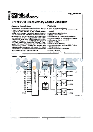 NS32203-10 datasheet - DIRECT MEMORY ACCESS CONTROLLER