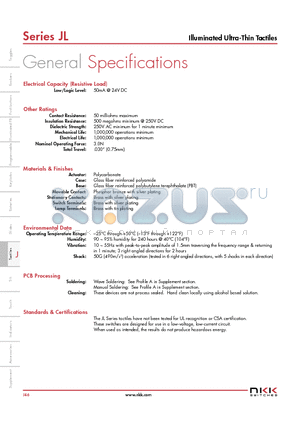 JL15SKSFDP2 datasheet - Illuminated Ultra-Thin Tactiles