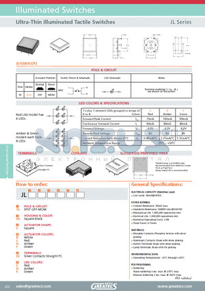 JL15SKSFP2C datasheet - Ultra-Thin Illuminated Tactile Switches