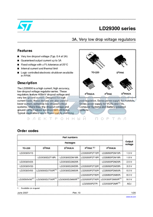 LD29300D2M90R datasheet - 3A, Very low drop voltage regulators