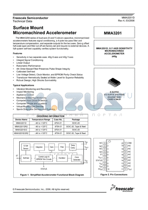 MMA3201D datasheet - Surface Mount Micromachined Accelerometer