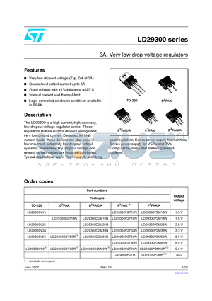 LD29300D2T50R datasheet - 3A, Very low drop voltage regulators