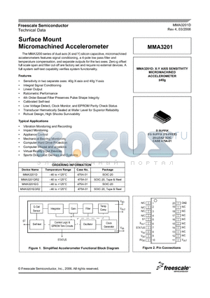 MMA3201EGR2 datasheet - Surface Mount Micromachined Accelerometer