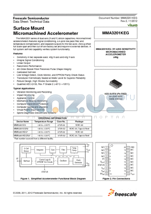 MMA3201KEG datasheet - Surface Mount Micromachined Accelerometer