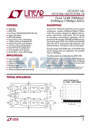 LT5517 datasheet - Dual 14-Bit 250Msps