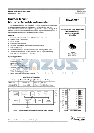 MMA3202D datasheet - Surface Mount Micromachined Accelerometer