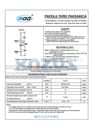 P4KE18A datasheet - Breakdown Voltage:6.8-440 Volts Peak Pulse P ower:400 Watts