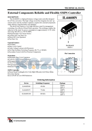 IL44608N100 datasheet - External Components Reliable and Flexible SMPS Controller