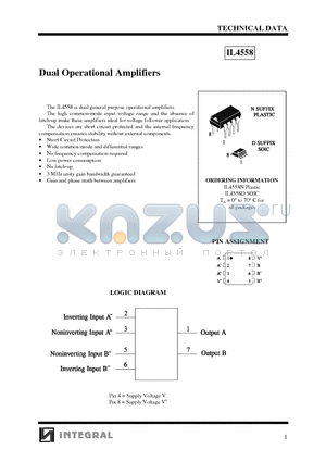 IL4558D datasheet - Dual Operational Amplifiers