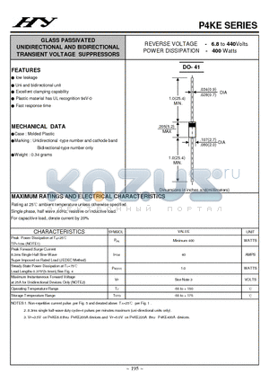 P4KE18C datasheet - GLASS PASSIVATED UNIDIRECTIONAL AND BIDIRECTIONAL TRANSIENT VOLTAGE SUPPRESSORS