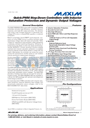 MAX1992ETG datasheet - Quick-PWM Step-Down Controllers