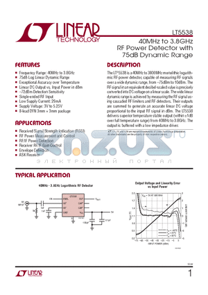 LT5538IDD-TRPBF datasheet - 40MHz to 3.8GHz RF Power Detector with 75dB Dynamic Range