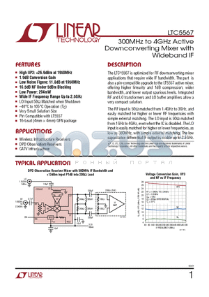 LT5538 datasheet - 300MHz to 4GHz Active Downconverting Mixer