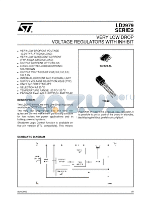 LD2979M38 datasheet - VERY LOW DROP VOLTAGE REGULATORS WITH INHIBIT