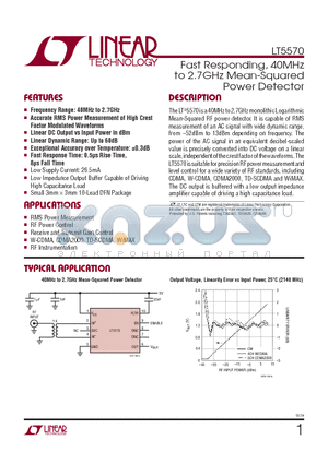 LT5570IDD-TRPBF datasheet - Fast Responding, 40MHz to 2.7GHz Mean-Squared Power Detector