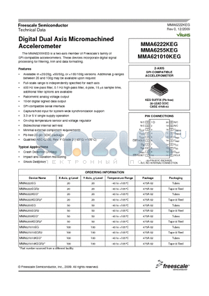 MMA6222EGR2 datasheet - Digital Dual Axis Micromachined Accelerometer