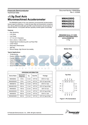 MMA6263Q datasheet - a1.5g Dual Axis Micromachined Accelerometer