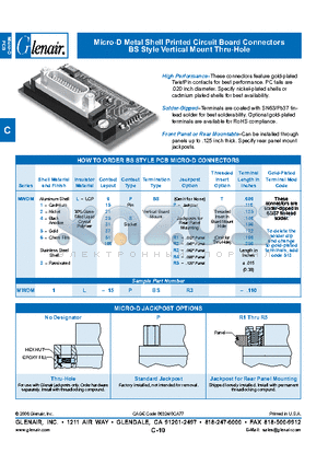 MWDM2L-15SBSP datasheet - Micro-D Metal Shell Printed Circuit Board Connectors