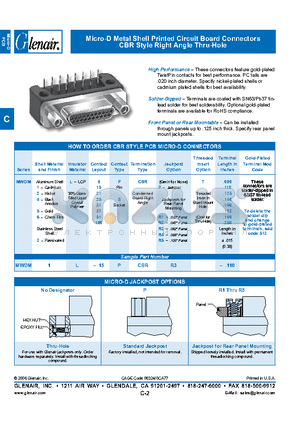 MWDM2L-21PCBRR1 datasheet - Micro-D Metal Shell Printed Circuit Board Connectors