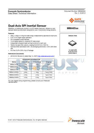 MMA6519KW datasheet - Dual-Axis SPI Inertial Sensor