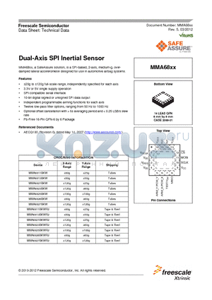MMA6825BKWR2 datasheet - Dual-Axis SPI Inertial Sensor