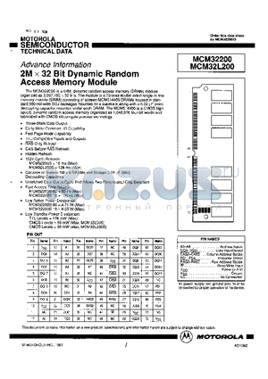 MCM32200 datasheet - 2M x 32 Bit Dynamic Random Access Memory Module