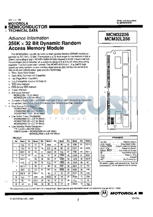 MCM32256S80 datasheet - 256K x 32 Bit Dynamic Random Access Memory Module