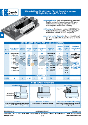 MWDM2L-21SBRP datasheet - Micro-D Metal Shell Printed Circuit Board Connectors