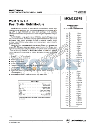 MCM32257B datasheet - 256K x 32 Bit Fast Static RAM Module