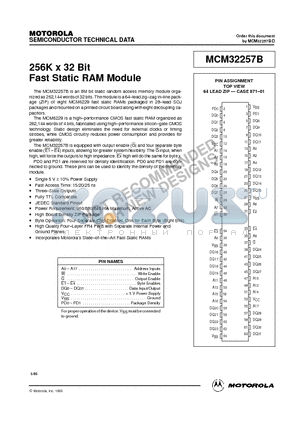 MCM32257BZ20 datasheet - 256K x 32 Bit Fast Static RAM Module