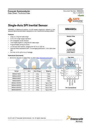 MMA6851BKWR2 datasheet - Single-Axis SPI Inertial Sensor