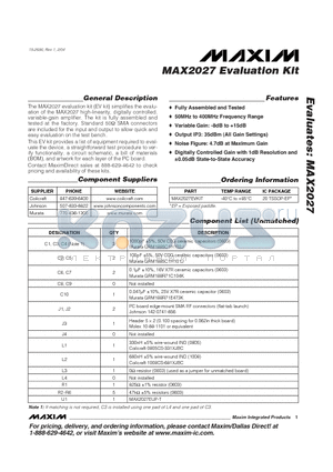 MAX2027_1 datasheet - Evaluation Kit