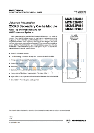 MCM32N864 datasheet - 256KB Secondary Cache Module