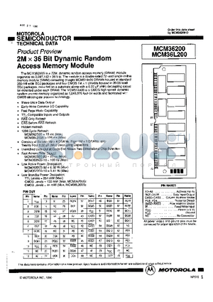 MCM36200SG70 datasheet - 2M x 36 Bit Dynamic Random Access Memory Module